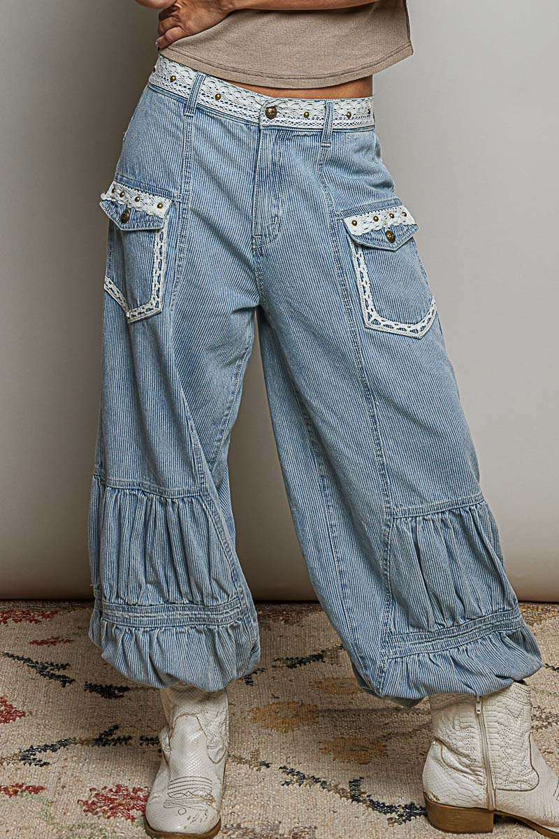 POL Berkley Stripe Denim Pants