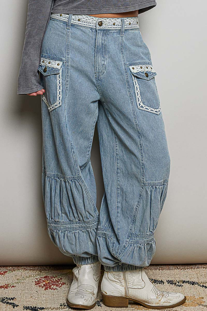 POL Berkley Stripe Denim Pants