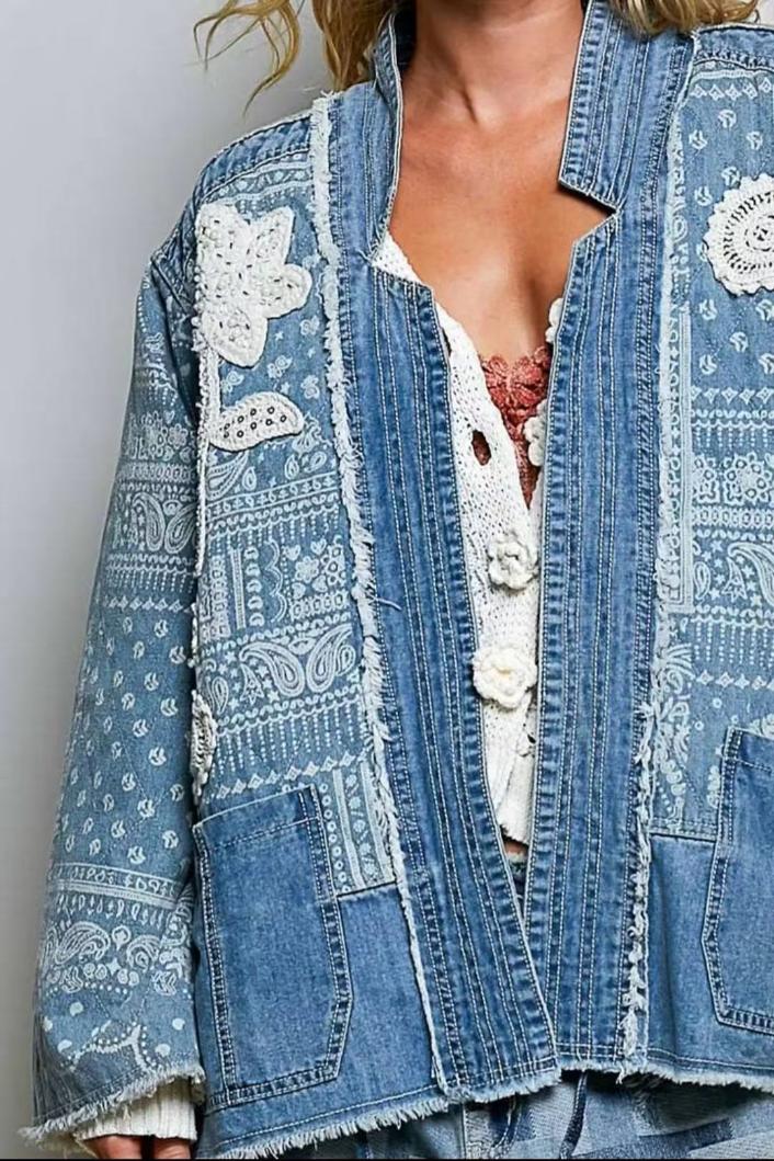 POL Paisley Pattern Patch Jacket